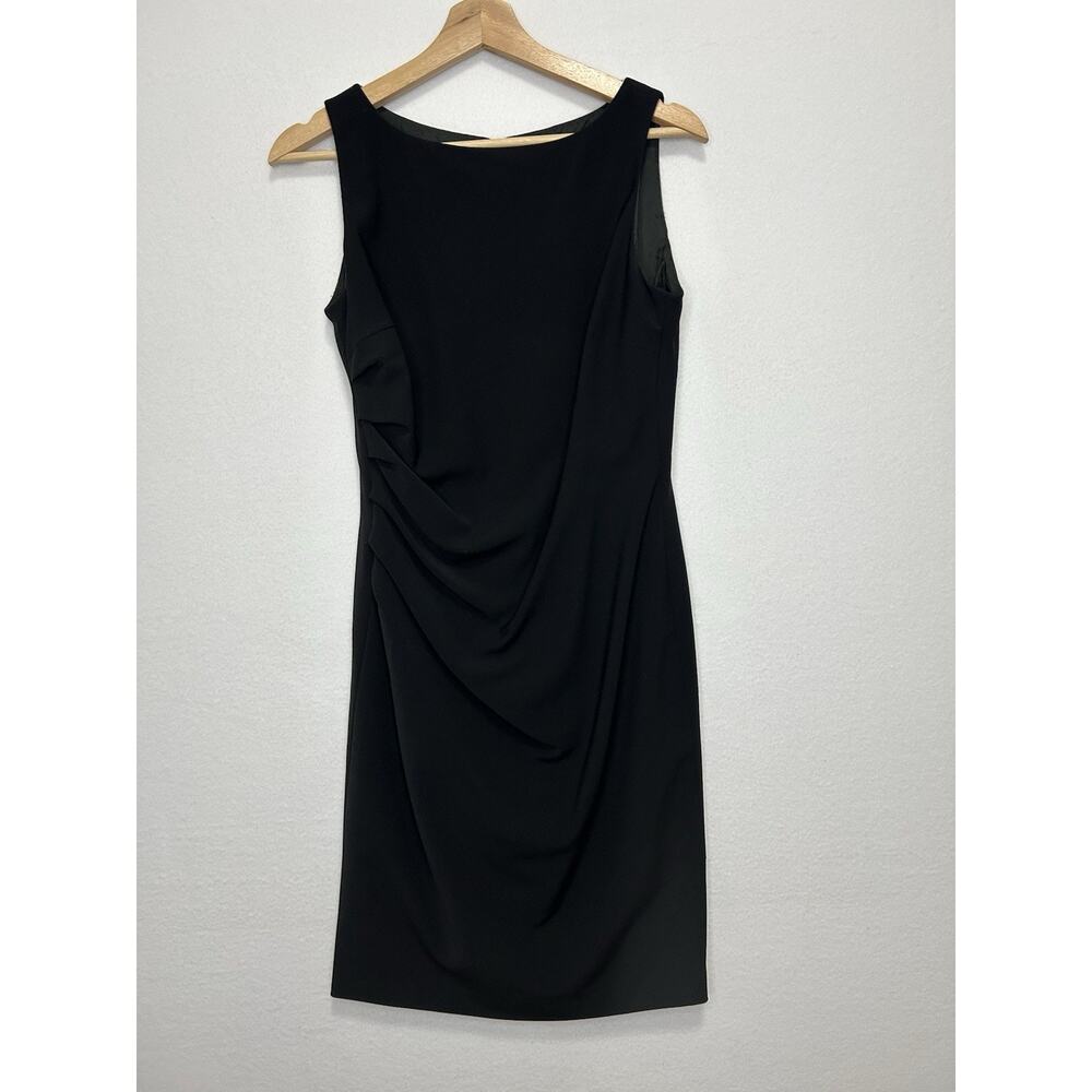 Burberry London Womens 6 Black Sheath Dress Ruched Sleeveless Cocktail Career